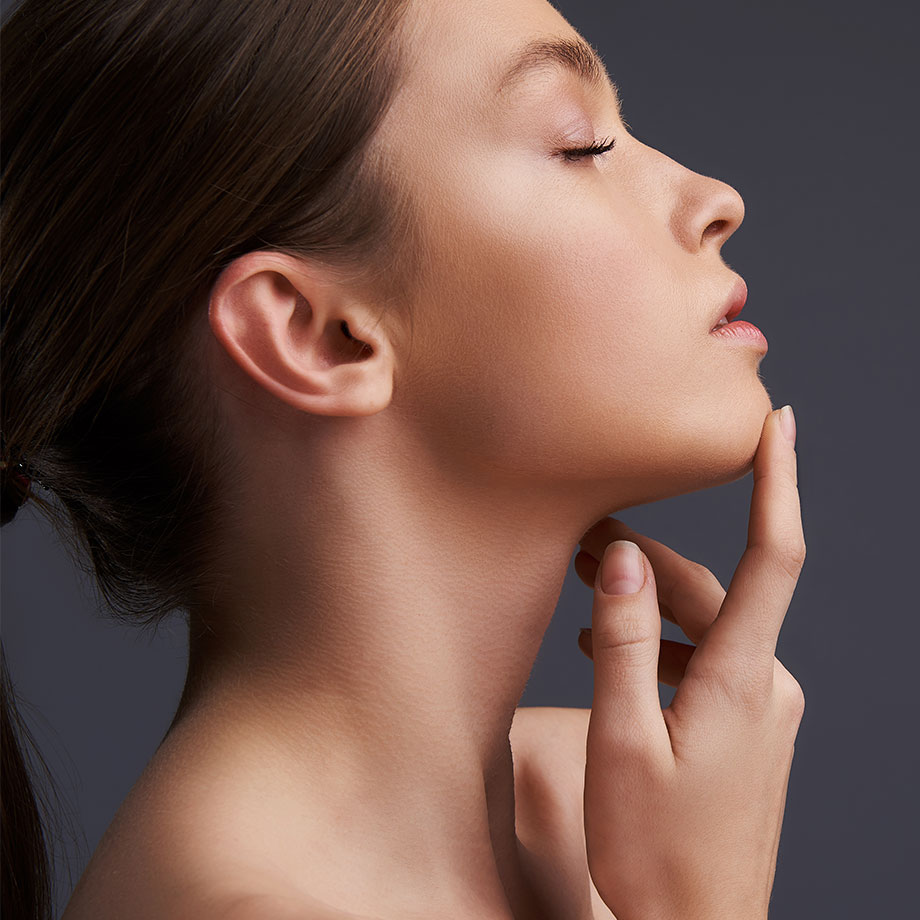 Young Woman touching her chin